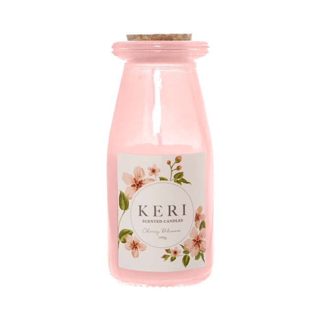 Scented Milk Jar Candle Melody Cherry Blossom (6x12.5cmH)