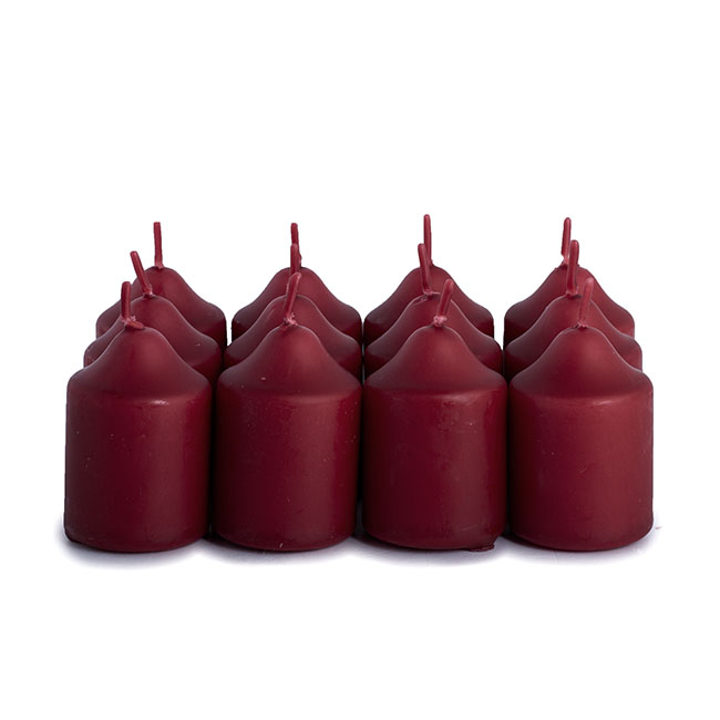 Votive Event Candle 12 Hour Bluk Pack 12 Maroon (3.7x5.5cmH)
