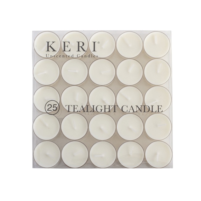 Tealight Candle 9 Hour Clear Cup 25 Pack White (38mmx25mmH)