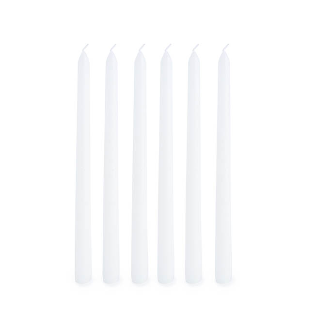 Taper Dinner Candle White (25cmH) Pack 6