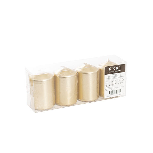 Dome Pillar Candle Gold 25 Hours (5x7.5cmH) Pack 4