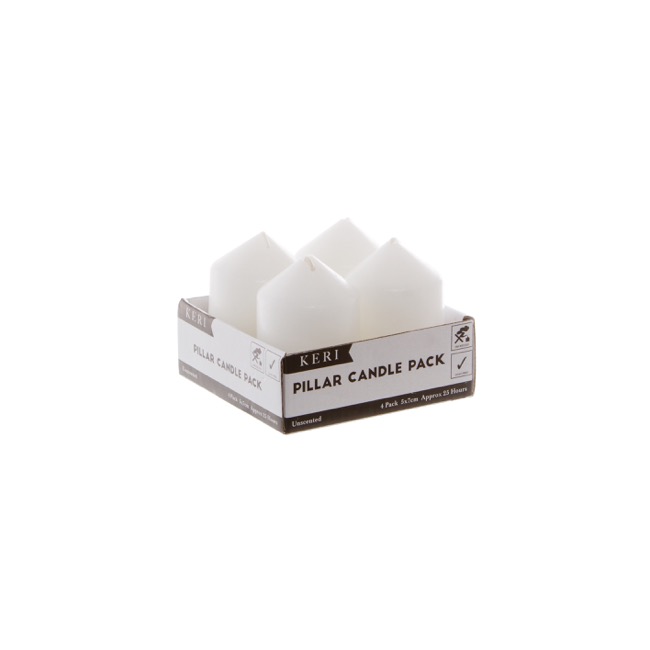 Dome Pillar Candle White 25 Hours (5x7.5cmH) Pack 4