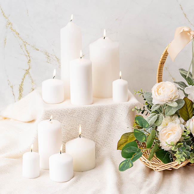 Dome Pillar Candle White 30 Hours (5x10cmH) Pack 3