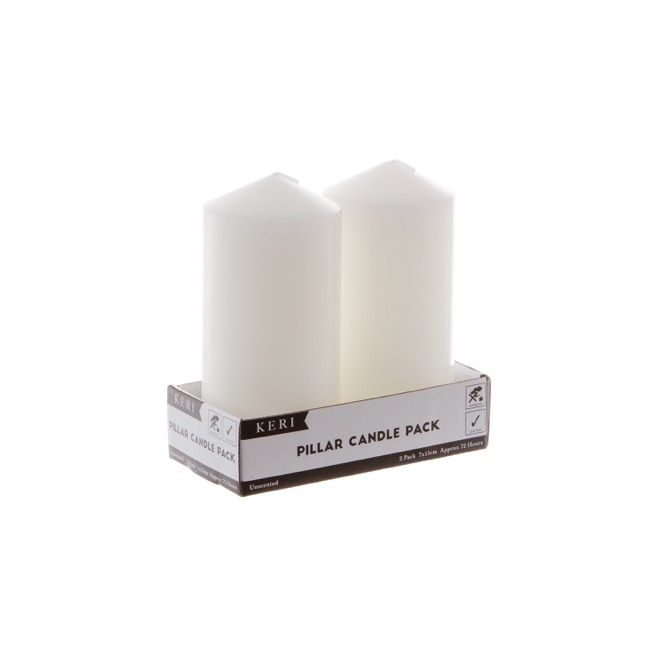Dome Pillar Event Candle White 72 Hours (7x15cmH) Pack 2