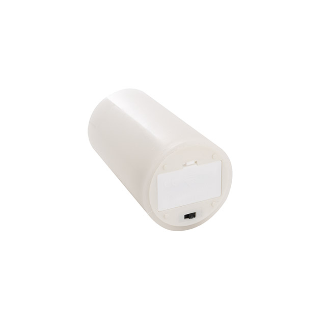 Wax LED Trueflame Flickering Pillar Candle White (7.5X15cmH)