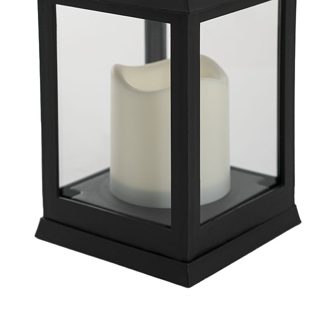 Vintage Lantern With LED Candle Black (10.5Dx24cmH)
