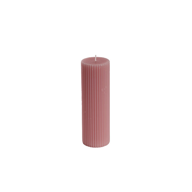 Roman Fluted Pillar Candle Dusty Pink (5x15cmH)