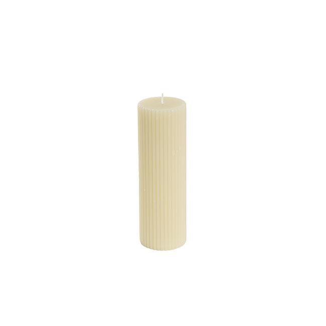 Roman Fluted Pillar Candle Off White (5x15cmH)