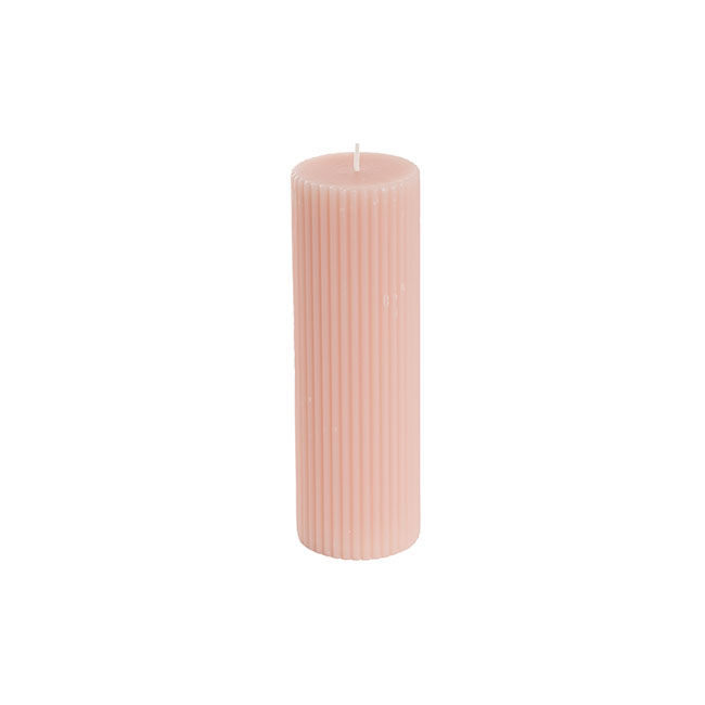 Roman Fluted Pillar Candle Pale Pink (5x20cmH)