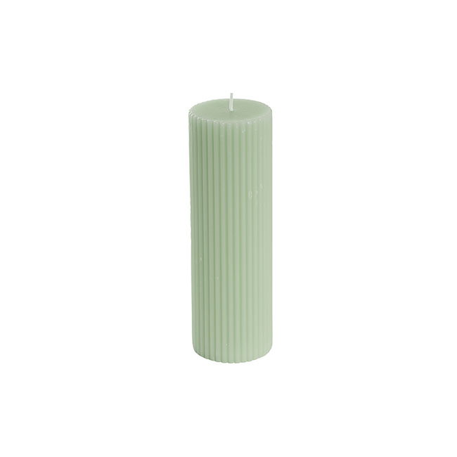 Roman Fluted Pillar Candle Pale Sage(5x20cmH)