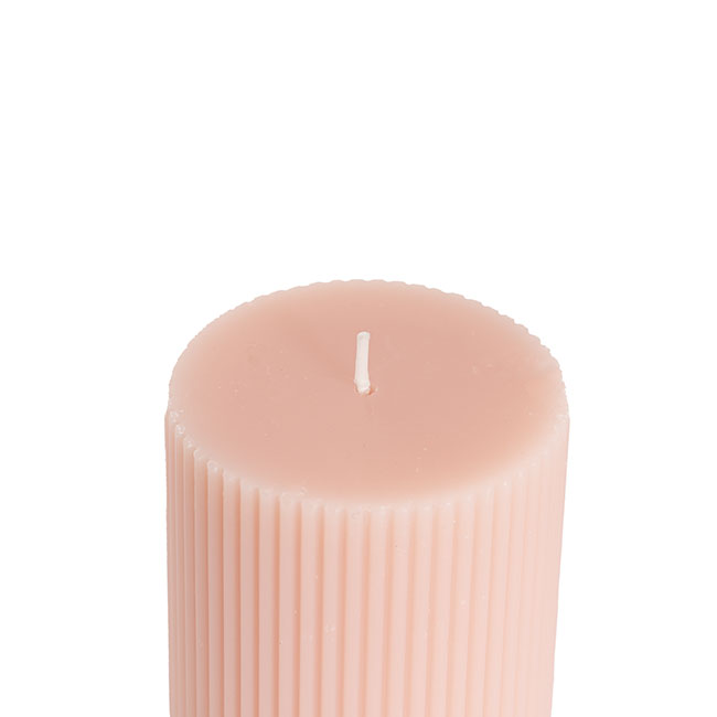 Roman Fluted Pillar Candle Pale Pink (7x7.5cmH)
