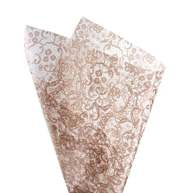 Cello Clear 40mic Lace Rose Gold 100 Pack (50x70cm)