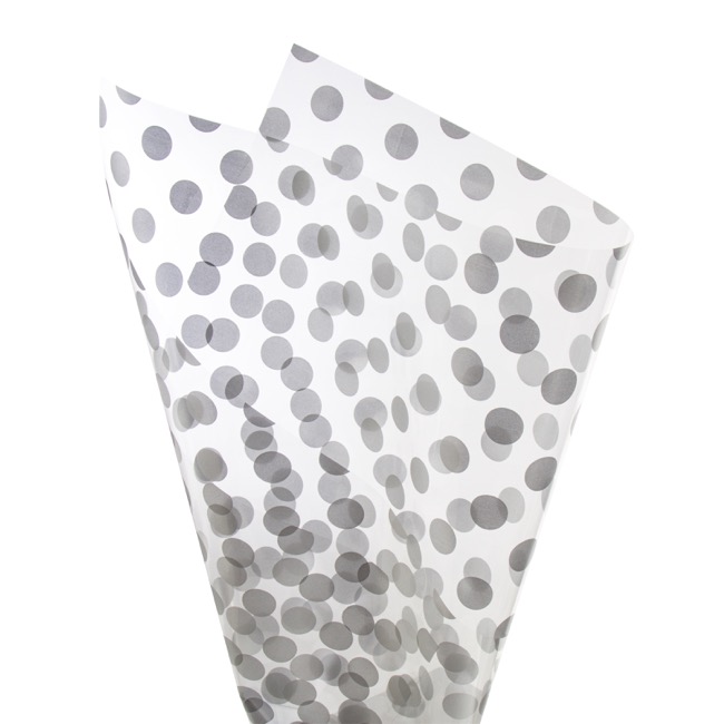 Cello Clear Bold Dots 40mic Silver (50x70cm) Pack 100