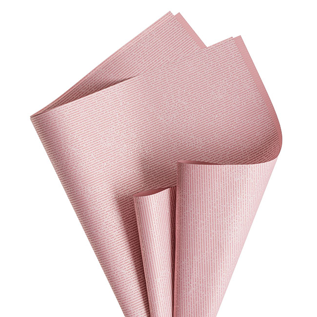 Cello Regal Ribbed 65mic Dusty Pink (50x70cm) Pack 100