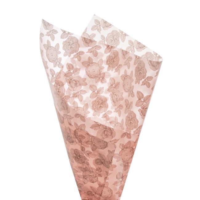 Cello Frosted Floral Stencil 40mic Pink (50x70cm) Pack 100