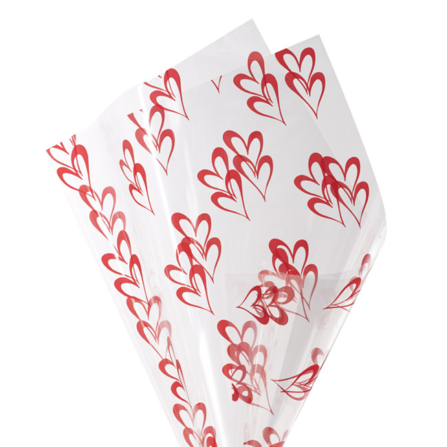 Cello Clear Bold Heart 40mic Red Pack 100 (50x70cm)