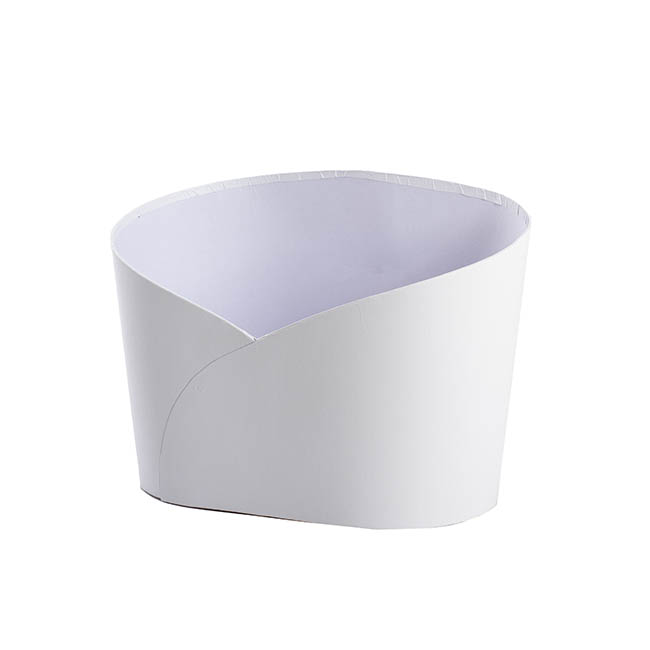 Hamper Bucket Oval Large White (32x22x23.5cmH)