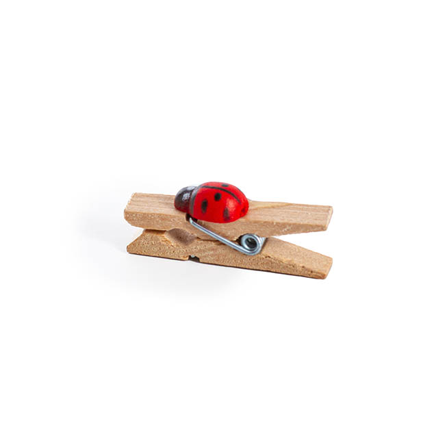 Wooden Peg with Ladybug Red (25mm) Pack 50