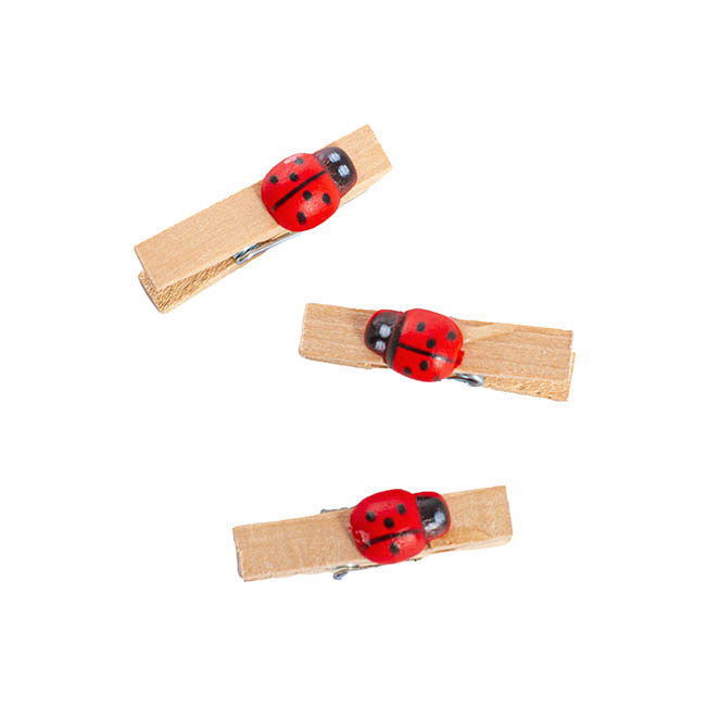 Wooden Peg with Ladybug Red (35mm) Pack 12