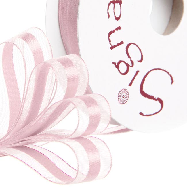 Ribbon Organdina Satin Stripes Baby Pink (15mmx20m)