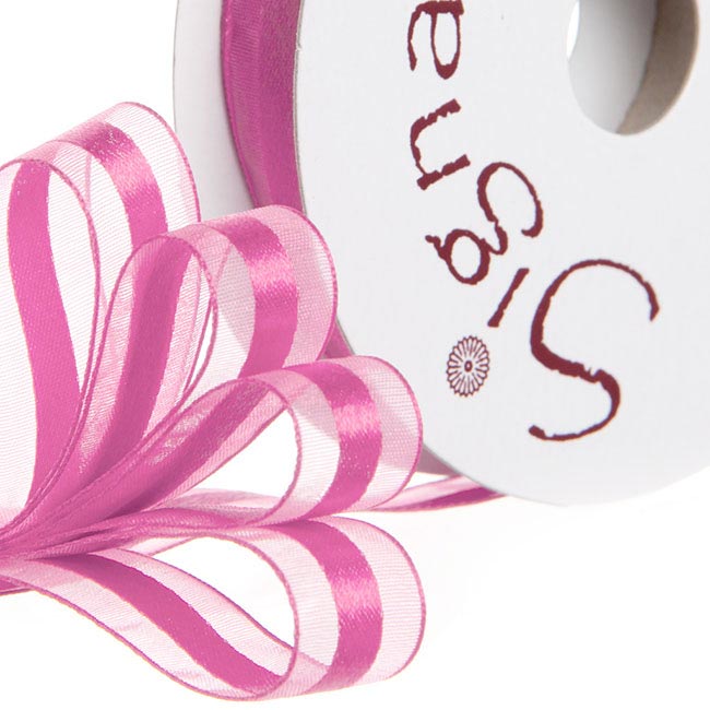 Ribbon Organdina Satin Stripes Hot Pink (15mmx20m)