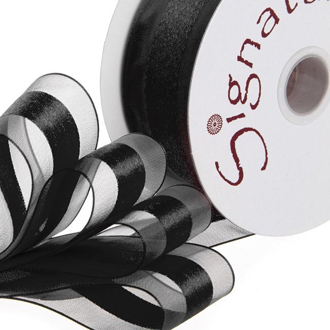 Ribbon Organdina Satin Stripes Black (38mmx20m)