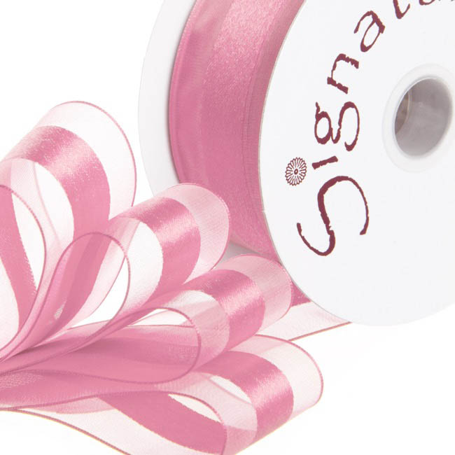 Ribbon Organdina Satin Stripes Baby Pink (38mmx20m)