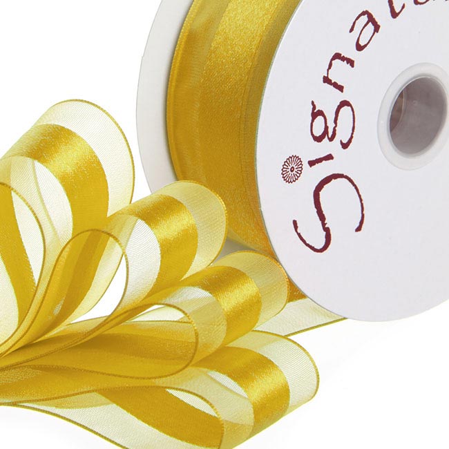 Ribbon Organdina Satin Stripes Yellow (38mmx20m)