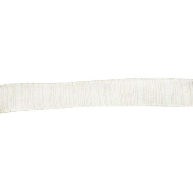 Ribbon Organza Wire Edge Striped Lemon (25mmx20m)