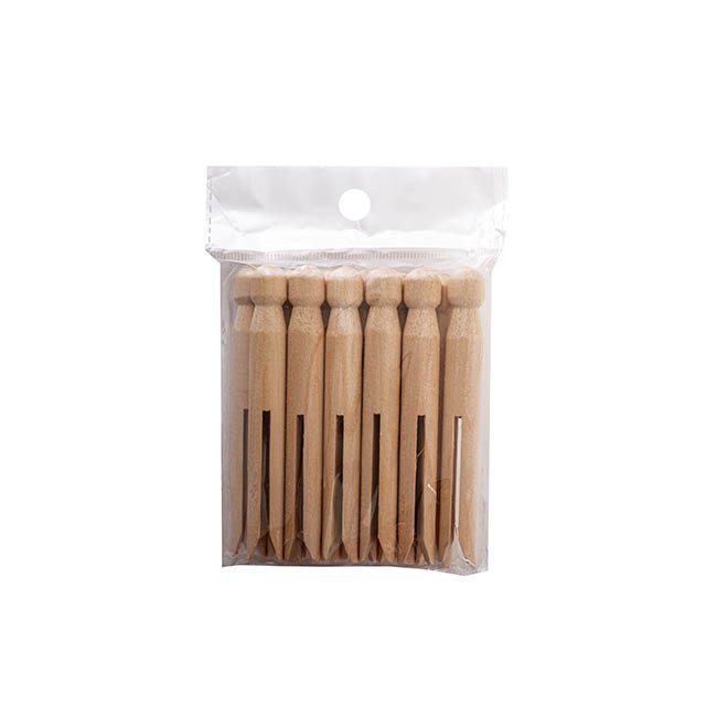 Wooden Dolly Pegs Pack 12 Natural (110mmx10mm)