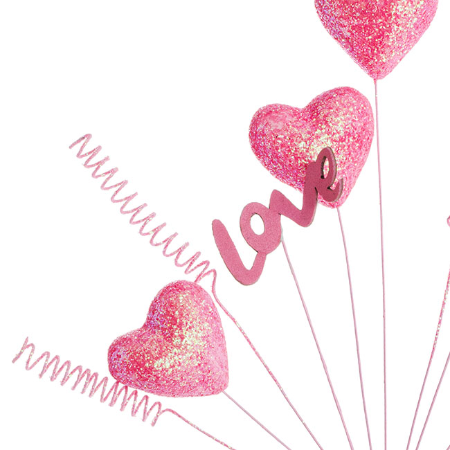 Love Heart Pick x 5 Heads Pink (45cmH)