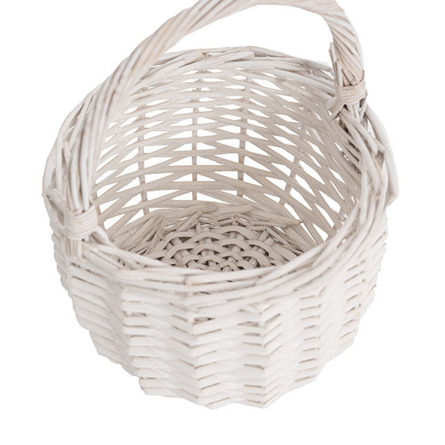 Willow Flower Girl Basket Cream White (18cmDx24cmH)
