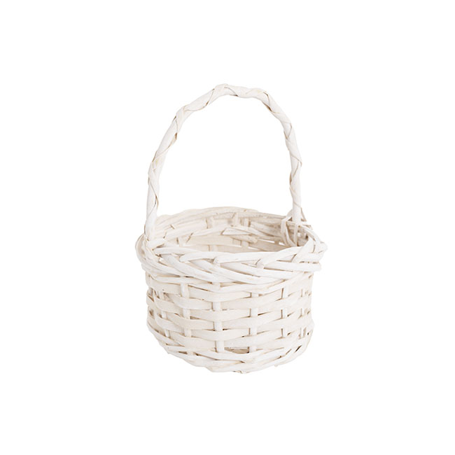 Willow Oval Flower Girl Basket White (15cmDx24cmH)