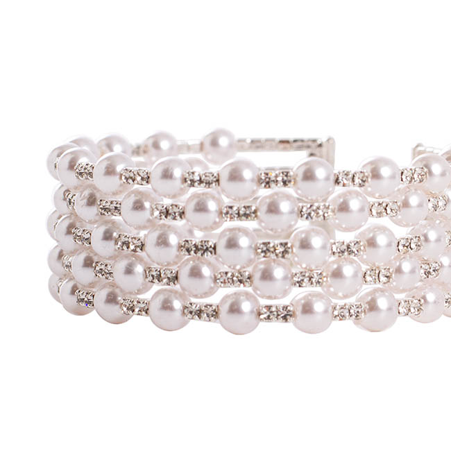 Corsage Wrist Bracelet 5 Layer Pearl Beads (5.5cmDx2cmH)