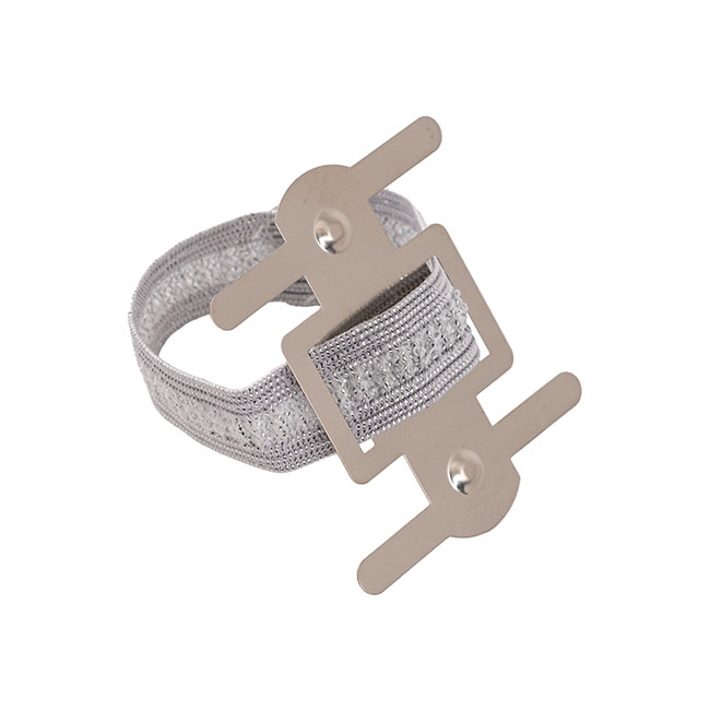 Corsage Wrist Bracelet Elastic Wristlets Pack4 Silver (8cmL)