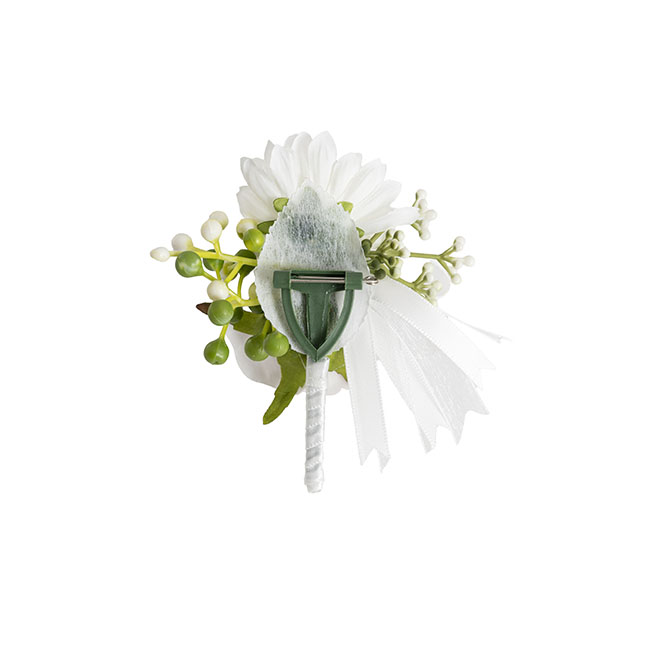 Mixed Flower Boutonniere Pack 2 White (13cmH)