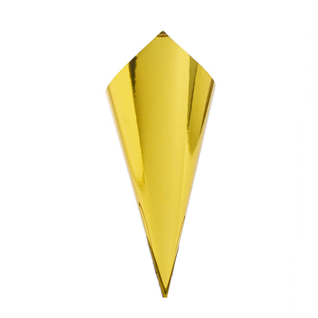 Paper Snack Cone Metallic Gold 10pk (24cm x 9cm)