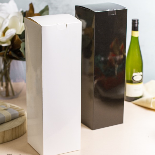 Magnum Wine Box Flat Pack Gloss Paper White (13x13x42cmH)