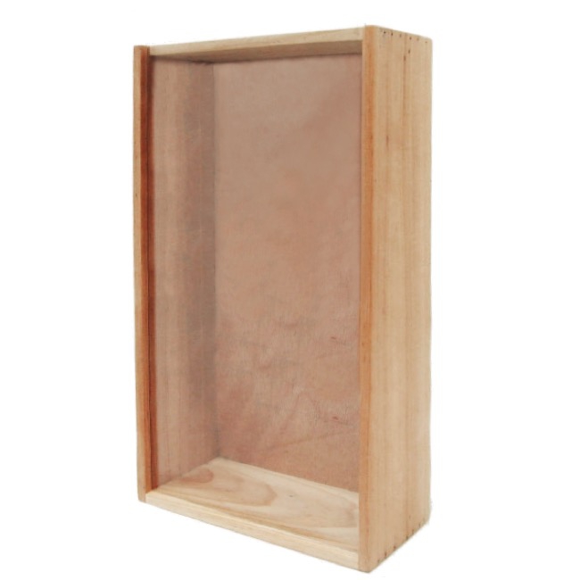 Wooden Wine Box Double Perspex Lid Natural (36.5x23x11.5cmH)