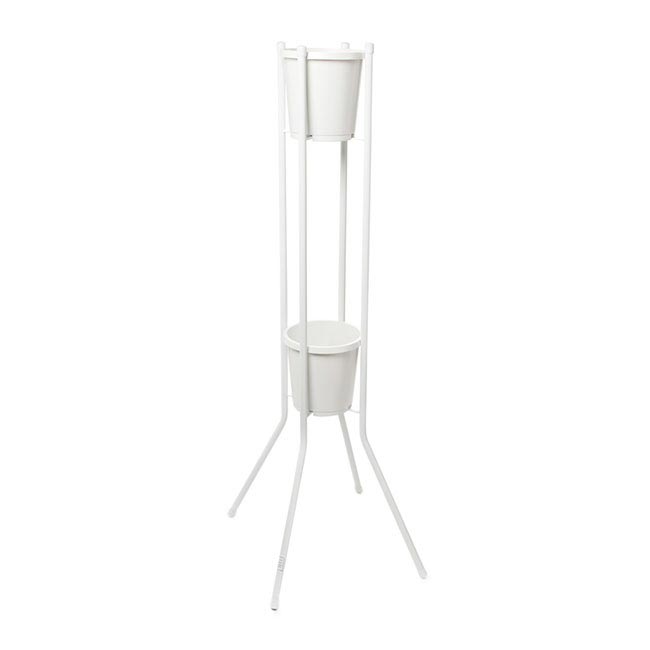 Flower Display Stand Double Bucket 115cmH White