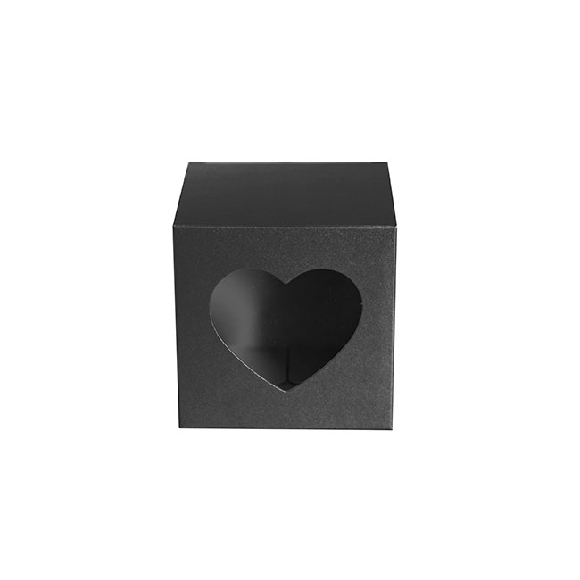 Bomboniere Heart Box Pearl Black Pack 20 (70x70x70mmH)