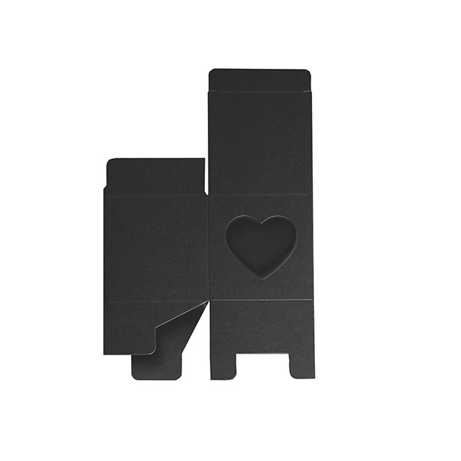 Bomboniere Heart Box Pearl Black Pack 20 (70x70x70mmH)