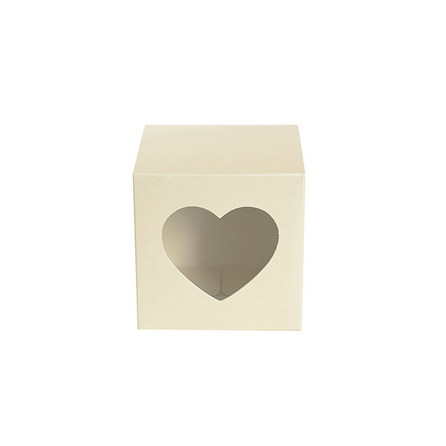 Bomboniere Heart Box Pearl Cream Pack 20 (70x70x70mmH)