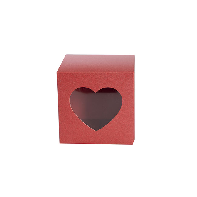 Bomboniere Heart Box Pearl Red Pack 20 (70x70x70mmH)
