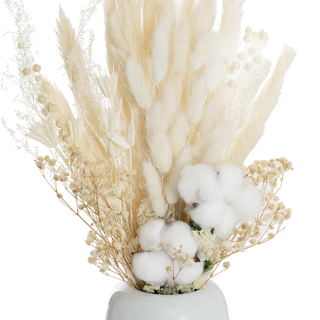 Preserved Dried Mixed Flower Arrangement White (55cmH)