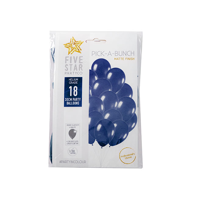 Latex Balloon Helium Grade Pack 18 Fashion Navy (30cm)