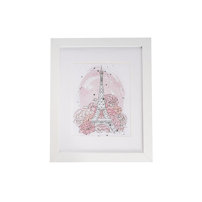 Framed Picture Peony Paris Eiffiel Tower Pink (28cmx35.5cmH)