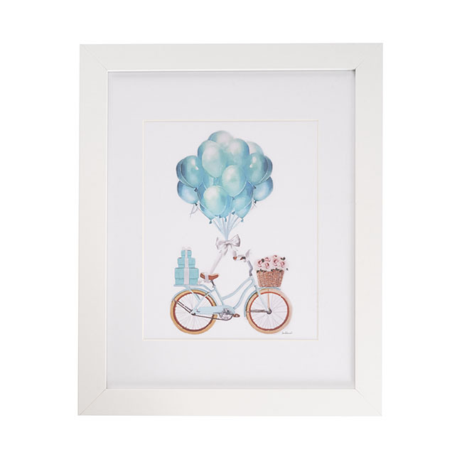 Framed Picture Bike & Balloons Tiffany Mint (40.6x50.8cmH)