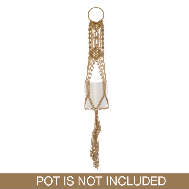 Macrame Hanging Pot Holder Boho Natural (105cm)