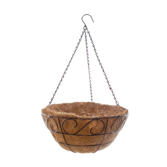 Metal Hanging Basket Scroll with Insert (35.5cm)